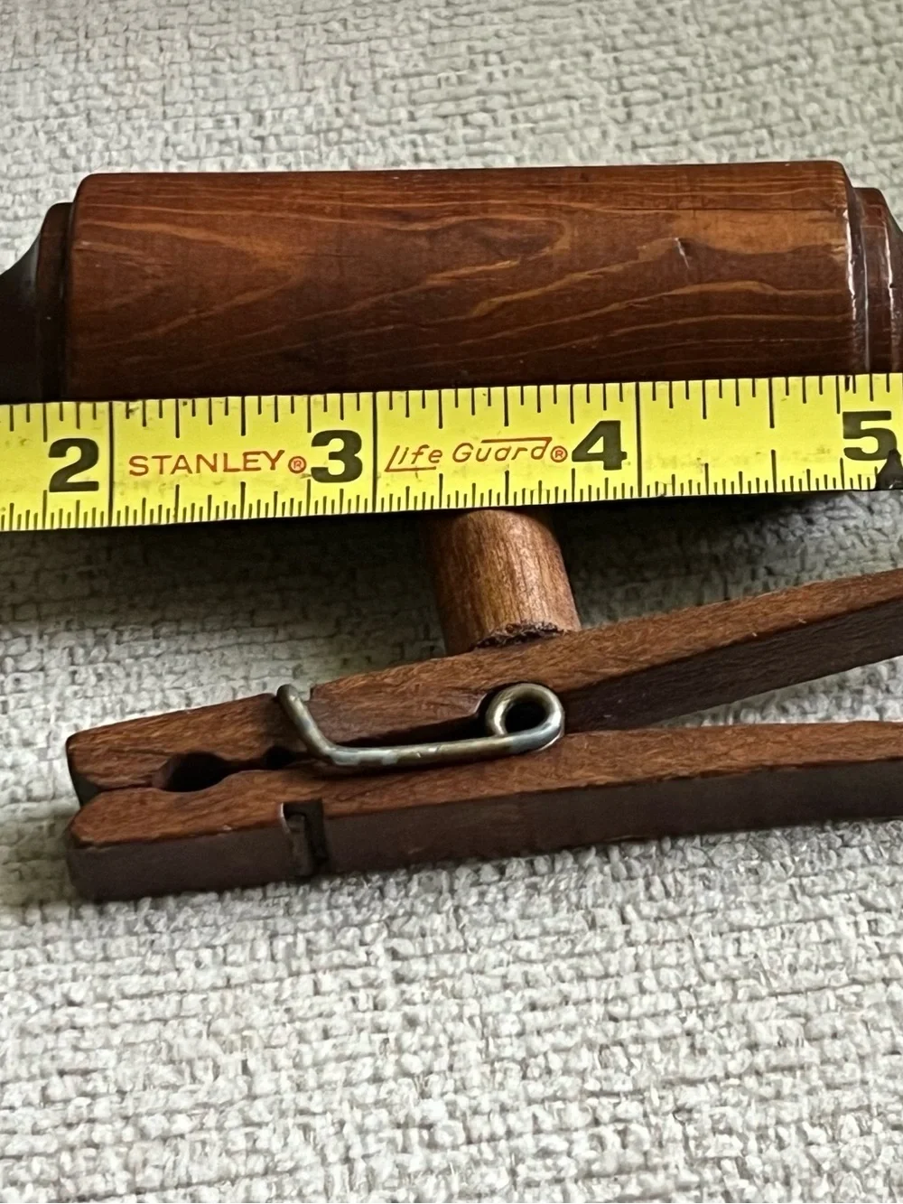 Vintage Wooden rolling pin memo holder - Dark Brown